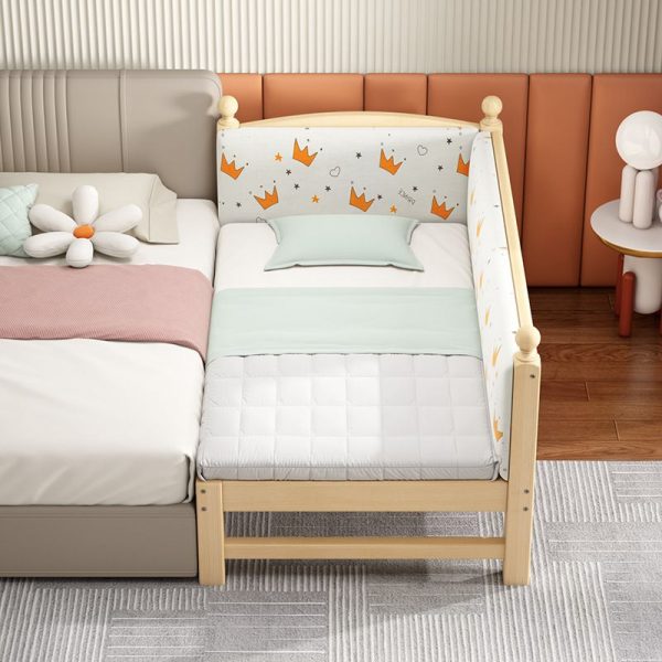 "Contemporary Natural Finish Composite Wood Gender Neutral Standard Kids Bed with Detachable Guardrails, Coir"