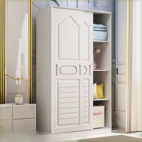 "Durable Children's Wardrobe with Lumber Build, Shelf, Clothing Rod, and Door"